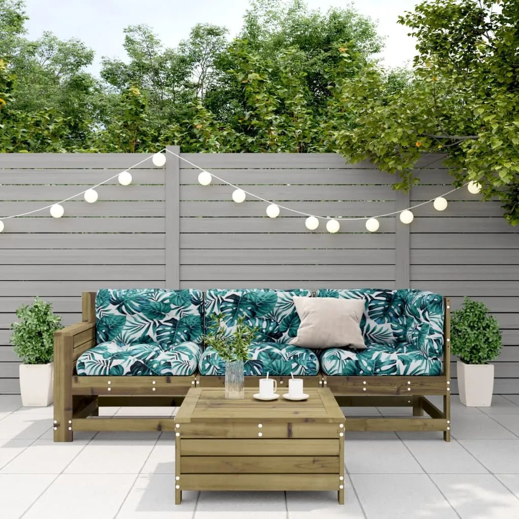 4 pcs conjunto lounge de jardim c/ almofadões pinho impregnado