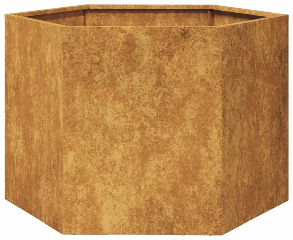 Vaso/floreira de jardim hexagonal 69x60x45 cm aço corten