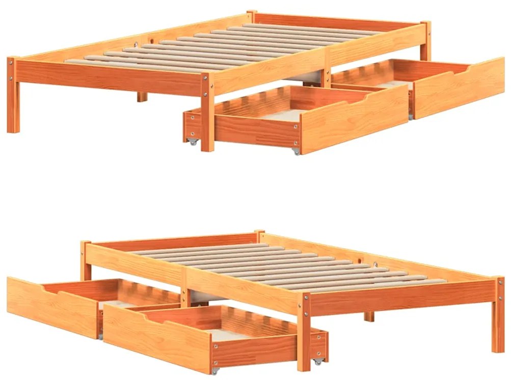 Cama sem colchão 100x200 cm pinho maciço castanho-mel