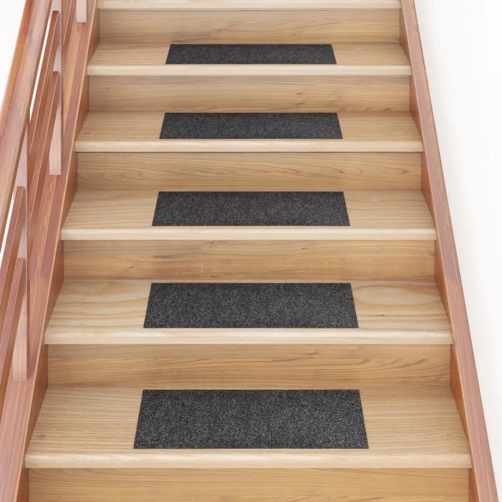 vidaXL Tapetes de escada adesivos retangulares 15 pcs 60x25cm cinzento
