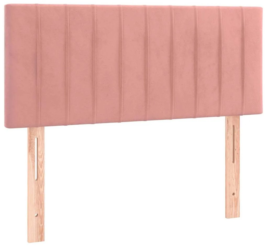 Cama box spring c/ colchão luzes e LED 120x190 cm veludo rosa