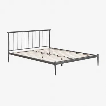 Cama Em Ferro Amaia Cinza Grafito & 160 X 200 Cm - Sklum