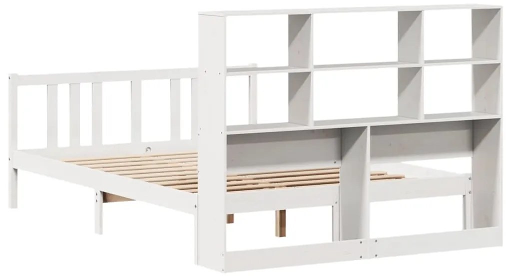 Cama com estante sem colchão 150x200 cm pinho maciço branco