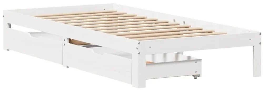 Estrutura de cama com gavetas 90x190 cm pinho maciço branco