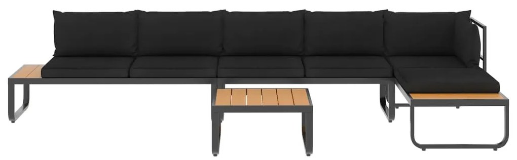 Sofás de canto para jardim com almofadões 4 pcs alumínio e WPC