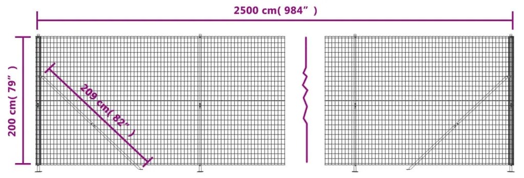 Cerca de malha de arame com flange 2x25 m antracite