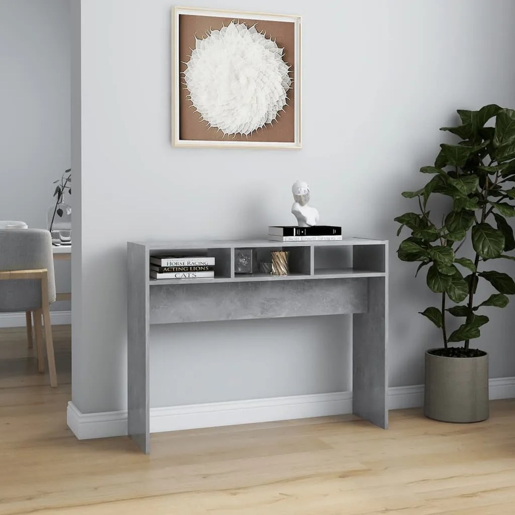 Mesa consola 105x30x80 cm derivados de madeira cinzento cimento