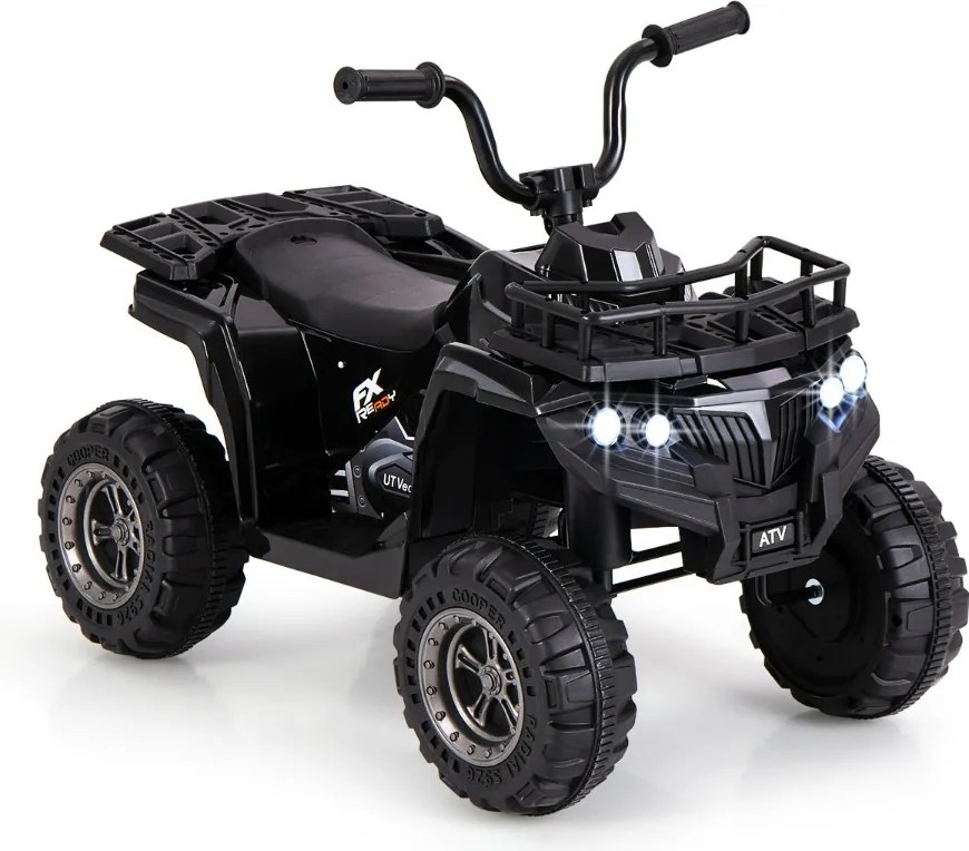 Moto 4 eletrica para crianças 6V de 4 rodas com botão de arranque Pneus Faróis LED Preto