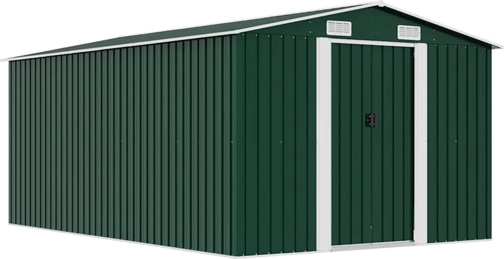 Abrigo de jardim 257x392x181 cm metal verde