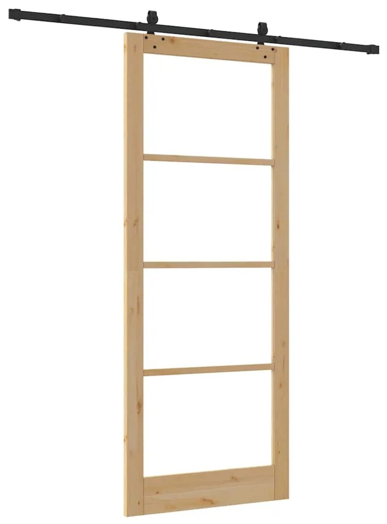 Porta Deslizante vidaXL com Conjunto de Ferragens 93x232 cm Madeira Só