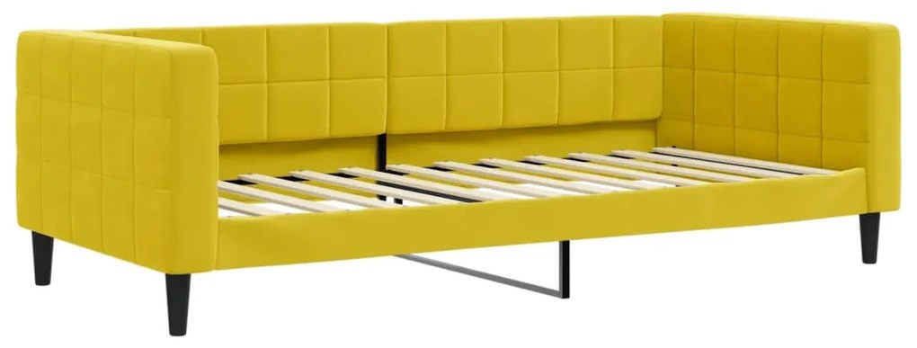 Sofá-cama com colchão 90x200 cm veludo amarelo