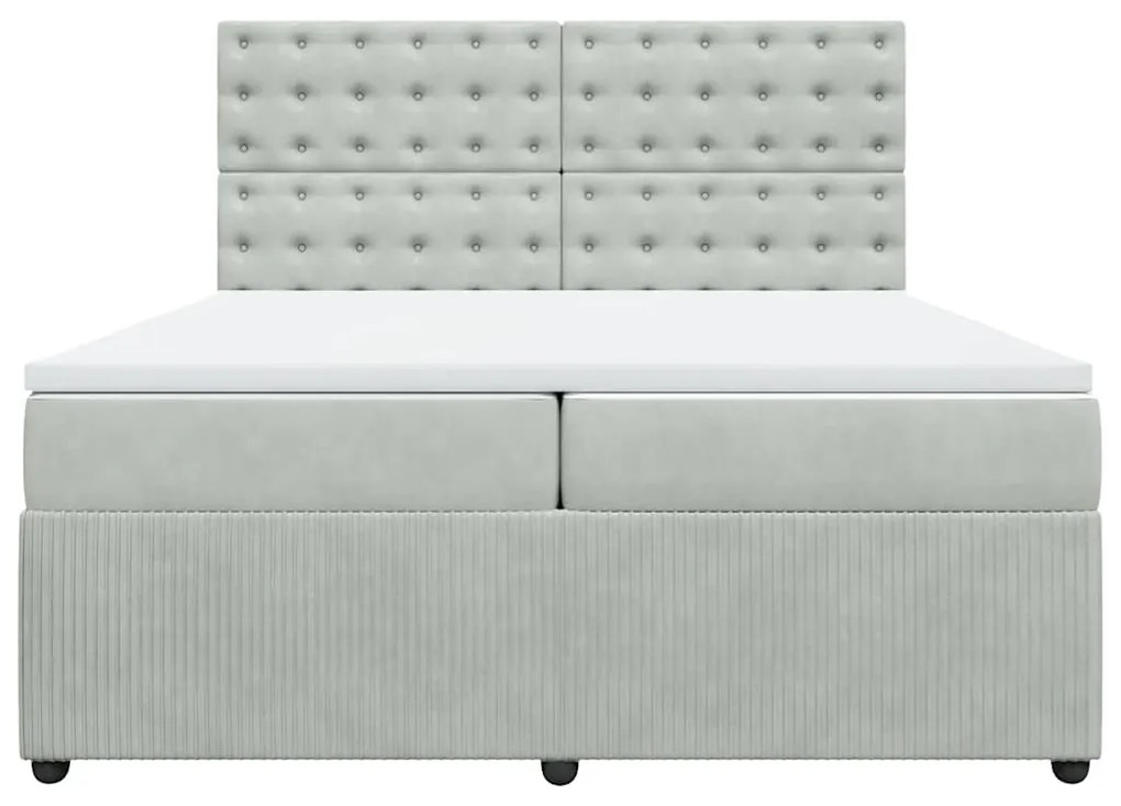 Cama com molas/colchão 200x200 cm veludo cinzento-claro