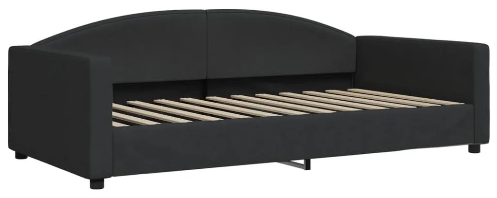 Sofá-cama com gavetão e gavetas 100x200 cm tecido preto