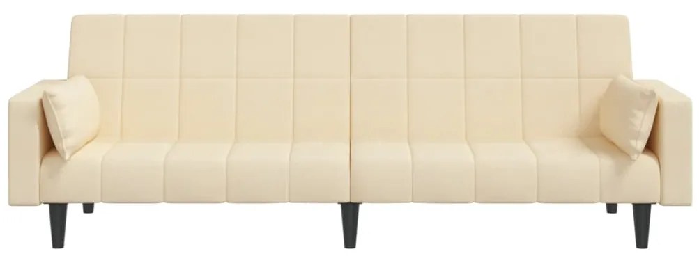 Sofá-cama 2 lugares com duas almofadas tecido cor creme