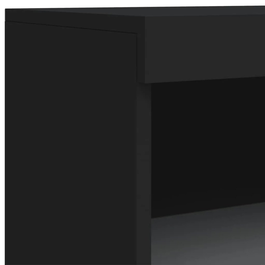 Aparadores c/ luzes LED 3 pcs derivados de madeira preto
