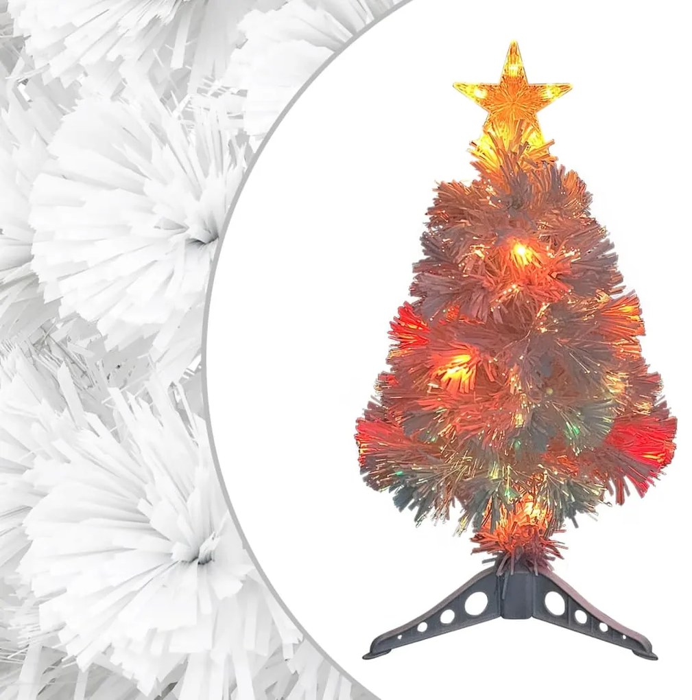 vidaXL Árvore Natal artificial pré-iluminada 64 cm fibra ótica branco