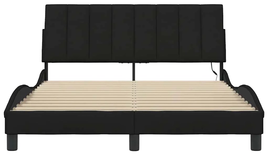 Estrutura de cama sem colchão 140x200 cm tecido preto