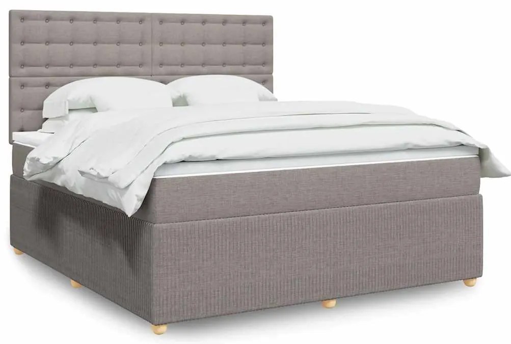 vidaXL Cama com molas/colchão 180x200 cm tecido castanho-acinzentado