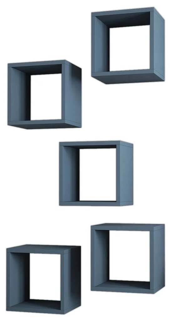 Prateleira de Parede Box – Azul – 30 cm x 24 cm x 30 cm (5 Peças)