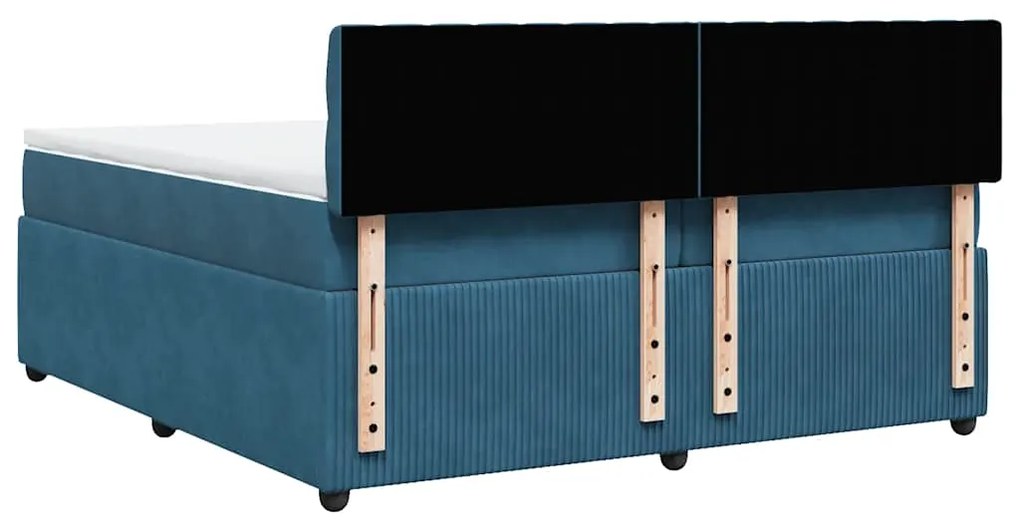 Cama com molas/colchão 200x200 cm veludo azul