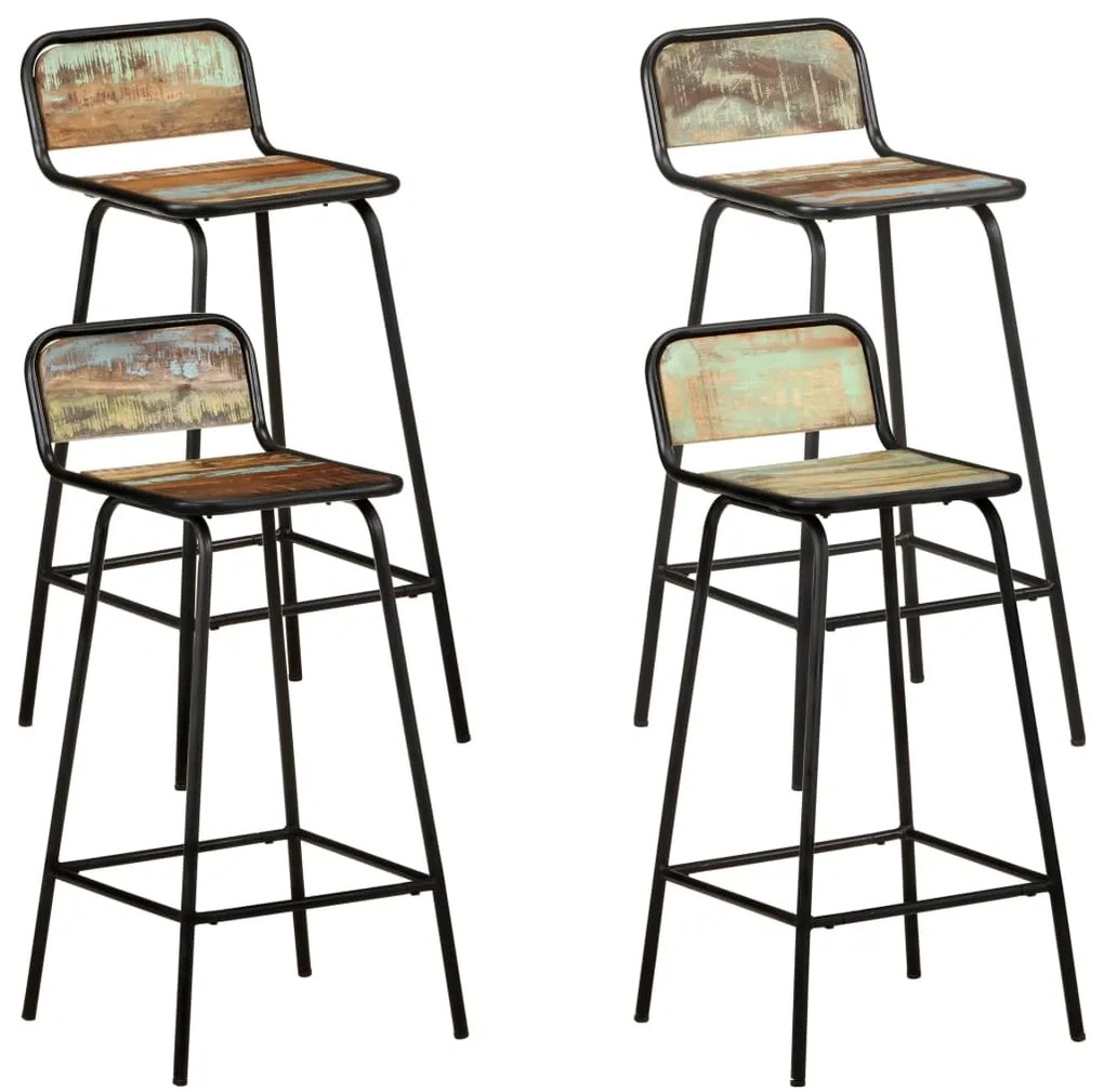 Cadeiras de bar 4 pcs madeira recuperada maciça