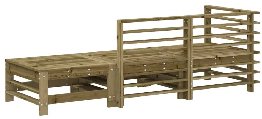 3 pcs conjunto lounge de jardim madeira de pinho impregnada