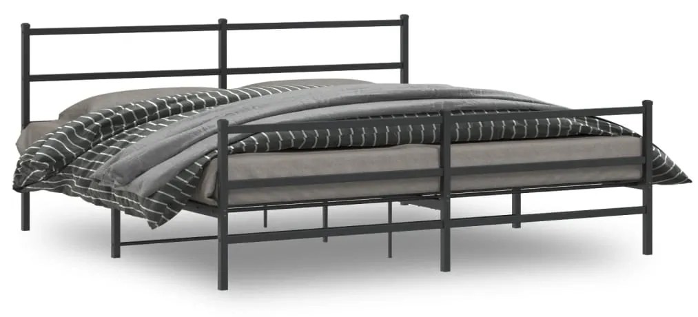 vidaXL Estrutura de cama com cabeceira e pés 180x200 cm metal preto