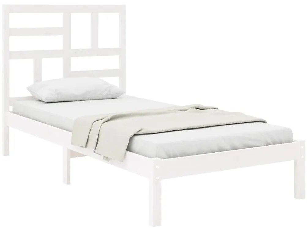 Estrutura de cama solteiro 90x190 cm madeira maciça branco