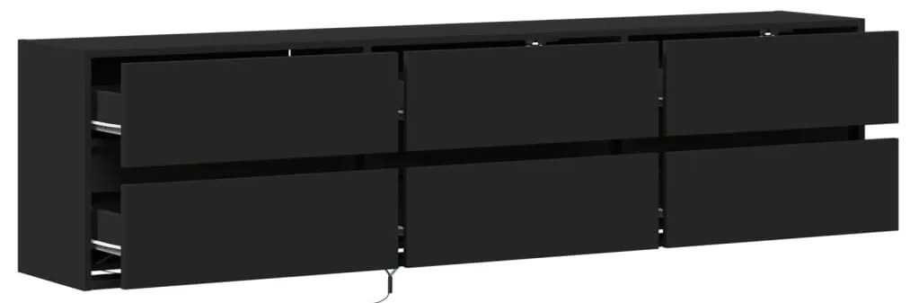Móvel de parede para TV com luzes LED 180x31x45 cm preto