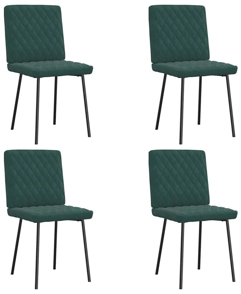 Cadeiras de jantar 4 pcs veludo verde-escuro