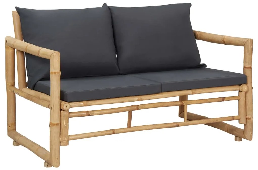 4 pcs conjunto lounge p/ jardim com almofadões bambu