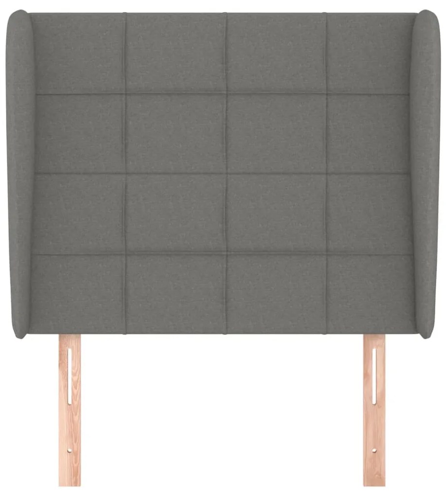 Cabeceira cama c/ abas tecido 93x23x118/128 cm cinzento-escuro