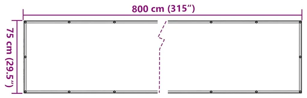 Tela privacidade p/ varanda aspeto plantas 800x75 cm PVC verde