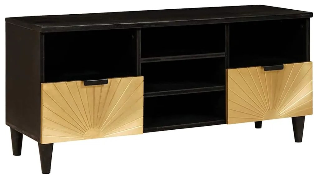 vidaXL Gabinete para TV com gaveta Preto e Ouro 100 x 33 x 46 cm