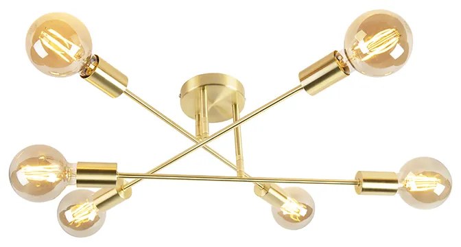 LED Candeeiro de teto Art Deco inteligente latão incl. 6 G95 WiFi - Sydney Industrial