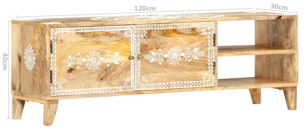 Móvel de TV 120x30x40 cm madeira de mangueira maciça