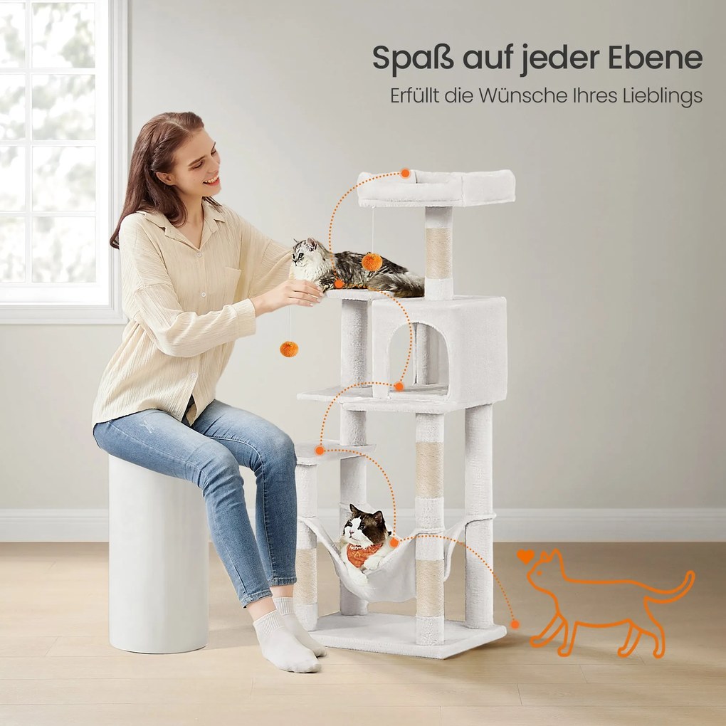 Arranhador para gatos 55 x 45 x 143 cm branco