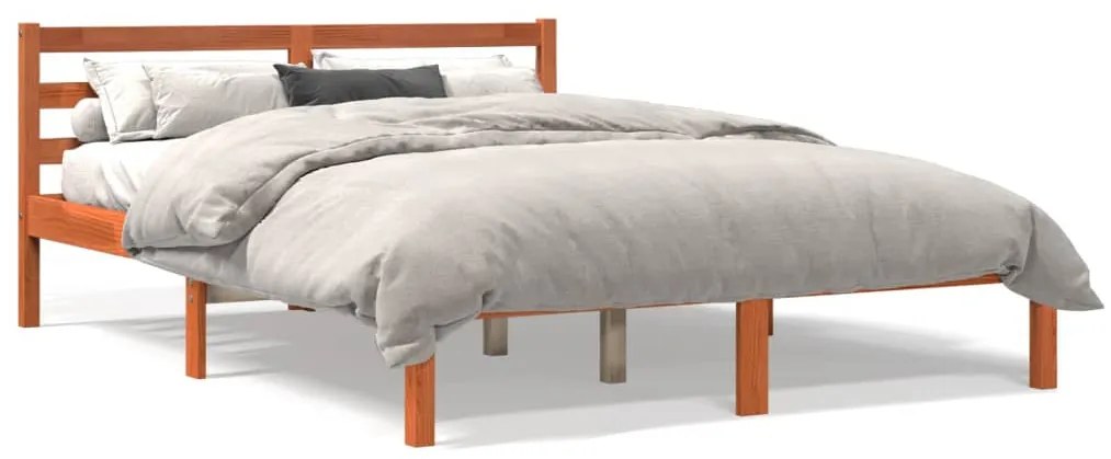 vidaXL Cama sem colchão 135x190 cm madeira pinho maciça castanho-mel