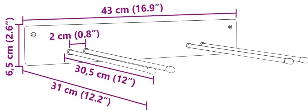 Suportes de parede p/ ferramentas de jardim 2 pcs aço preto