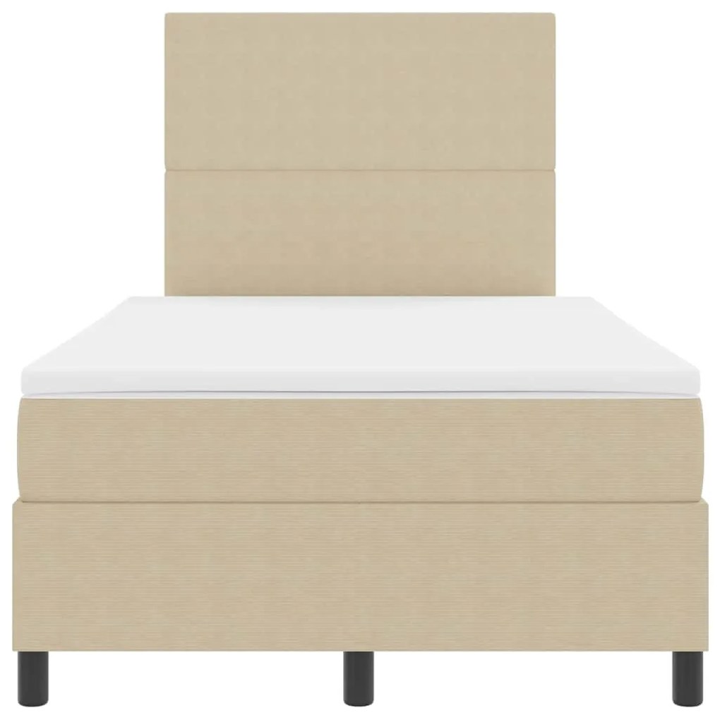 Cama Box Spring com Colchão &amp; Luz LED Verde Cinza 120x200 cm Tecido Co