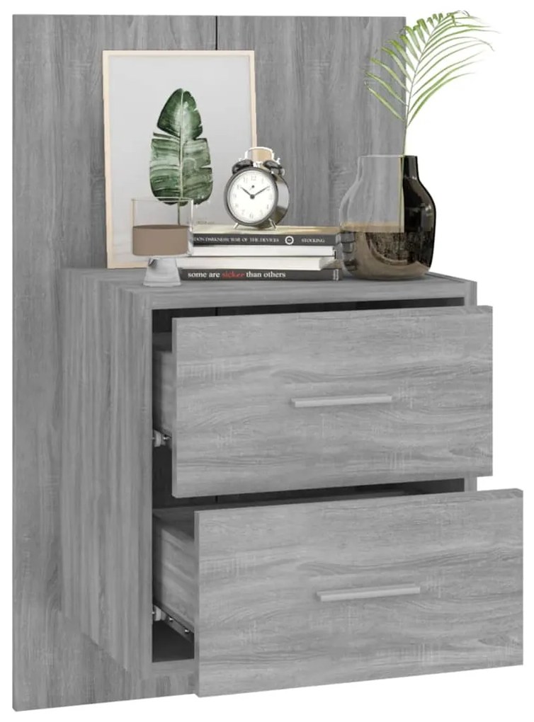 Mesa de cabeceira montagem na parede cinzento sonoma