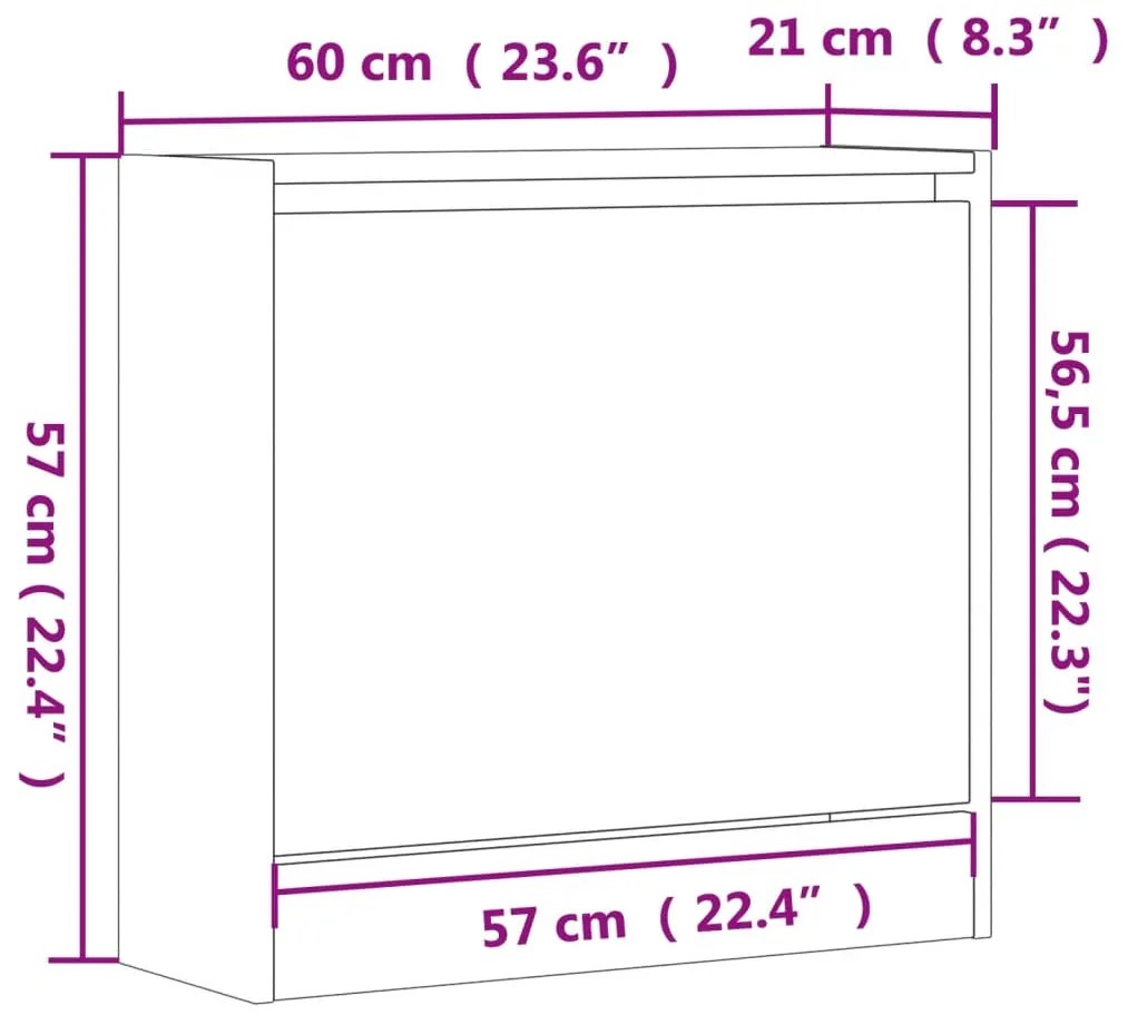 Sapateira 60x21x57 cm derivados de madeira carvalho sonoma