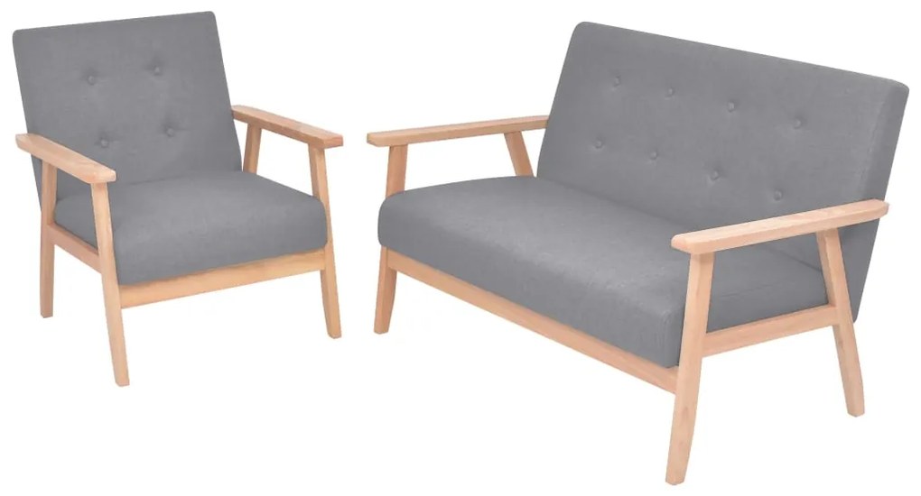 272220 vidaXL Conjunto de sofás 2 pcs tecido cinzento claro