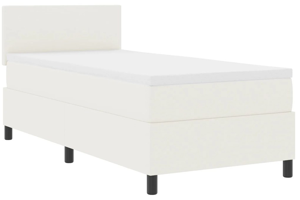 Cama Box Spring com Colchão Creme 90x200 cm Tecido de Veludo