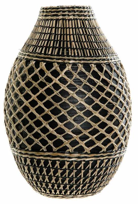 Vaso DKD Home Decor Castanho Preto Bambu Fibra Colonial (24 x 24 x 37 cm)