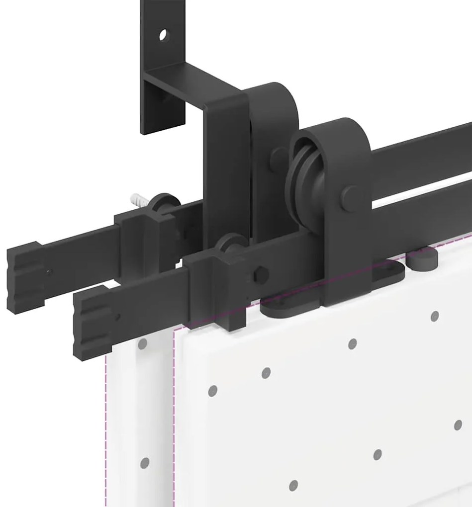 Kit de ferragens para porta deslizante 305 cm aço preto