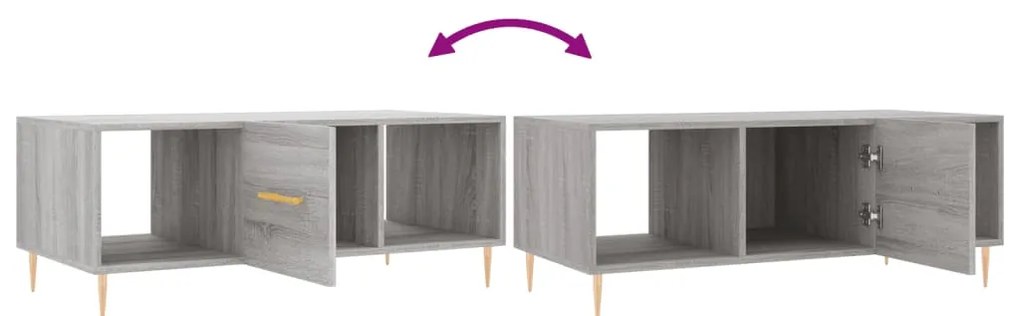 Mesa de centro 102x50x40cm derivados de madeira cinzento sonoma