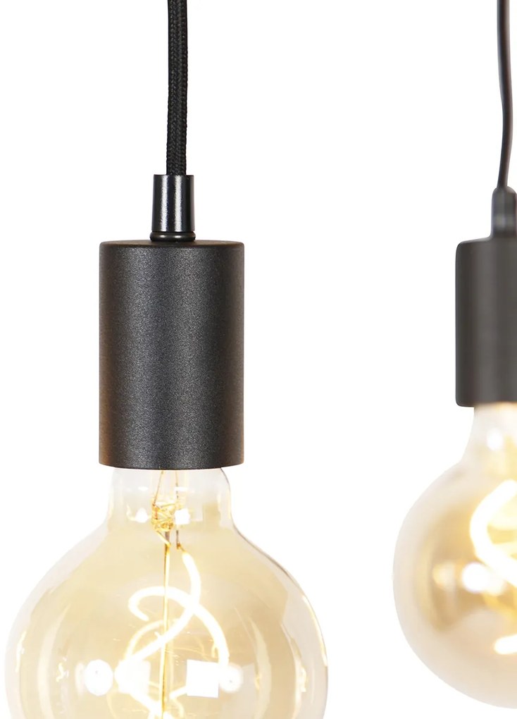 Candeeiro de suspensão inteligente preto com madeira incl. 5 Wifi G95 - Shelf