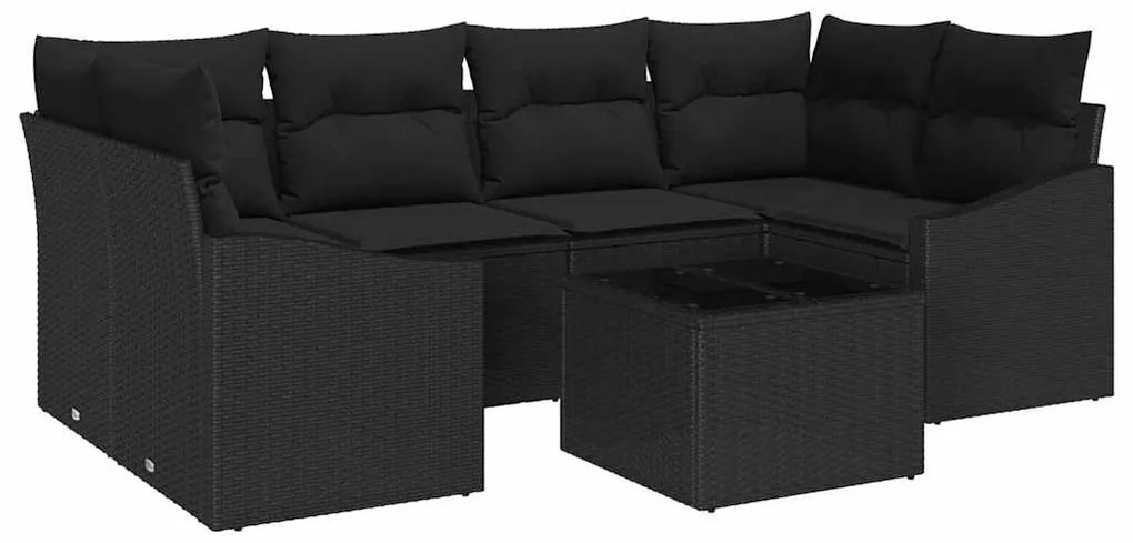 Conjunto de Jantar de Jardim de 7 Peças com Almofadas em Rattan Sintét