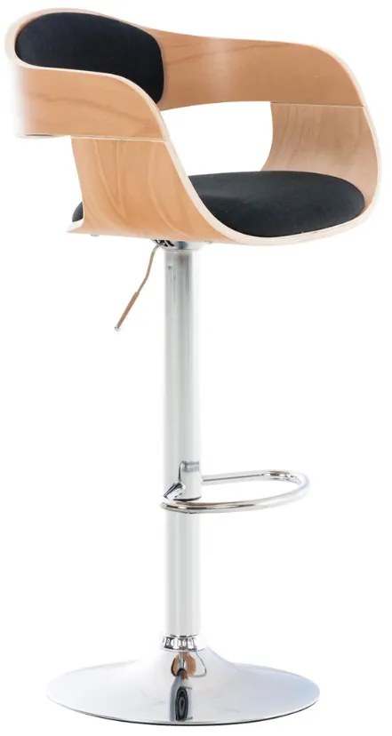 Banco de bar Kingston em tecido e com estrutura cromada 50 x 88-102 x 48 cm Preto + Cor Natural